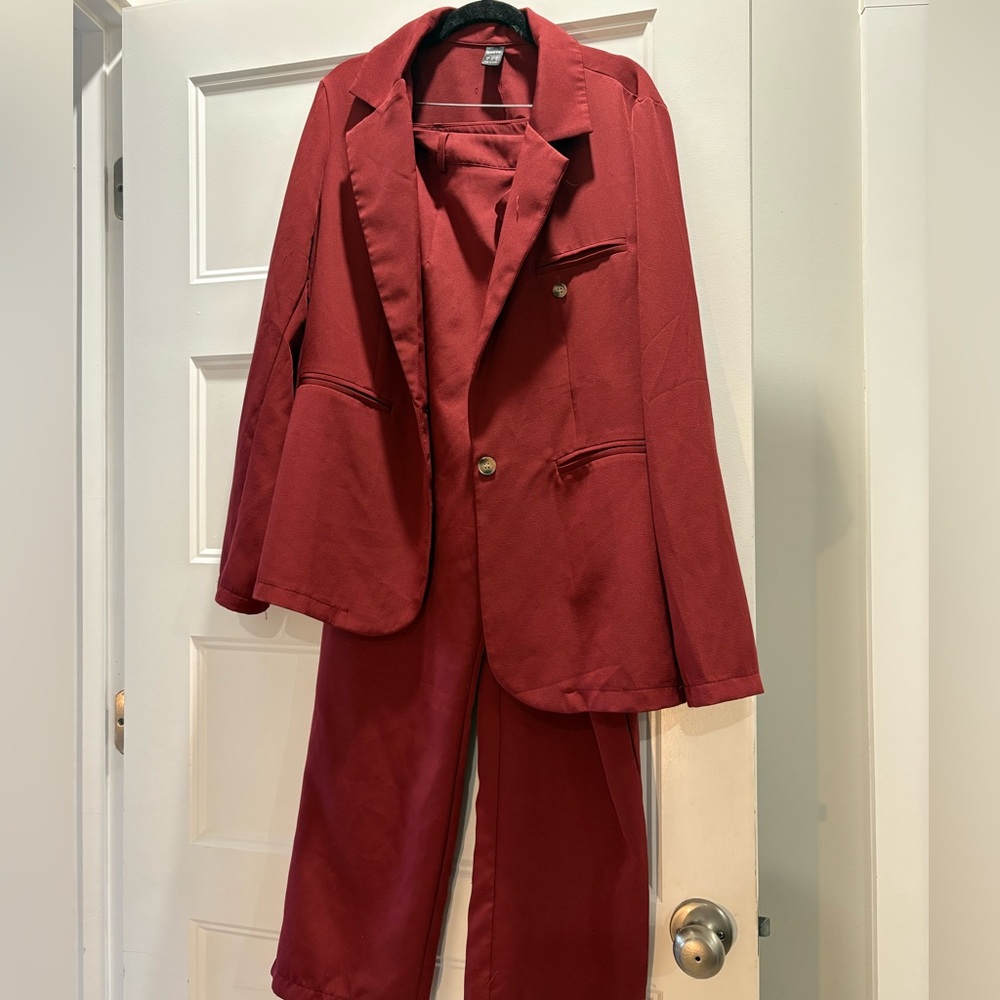 Red Blazer and Pants Set